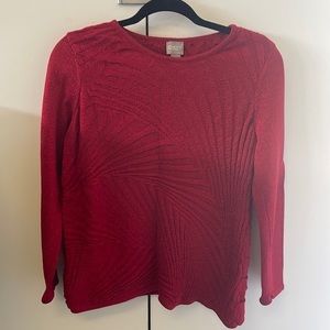 Cocos round neck red sweater. Chico’s size 1 or women’s size 8.